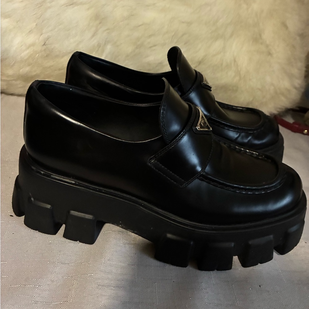 Prada Patent Leather Chunky Heel Loaferz - Picture 3 of 10
